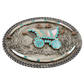Vintage Zuni Inlay Buckle of A Covered Wagon by Vincent and Marvina Dishta