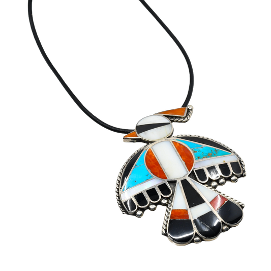 Vintage Zuni Inlay Thunderbird Pendant or Pin