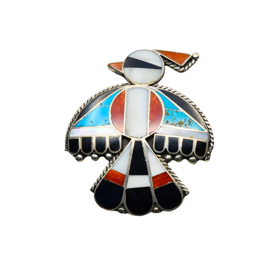 Vintage Zuni Inlay Thunderbird Pendant or Pin