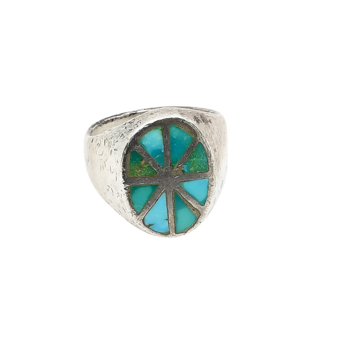 Vintage Zuni Ring of Channel Inlay Turquoise