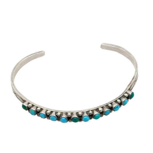 Vintage Zuni Turquoise Snake Eye Narrow Bracelet