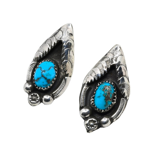 Vintage Navajo Earrings of Silver and Turquoise