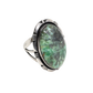 Vintage Navajo Silver Ring With Green Chalcedony Stone With Blooms