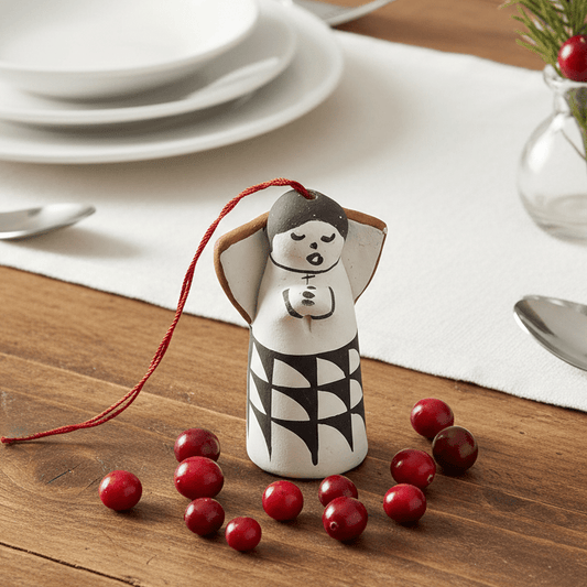 Acoma Pottery Angel Ornament by Mae Shields - Turquoise & Tufa