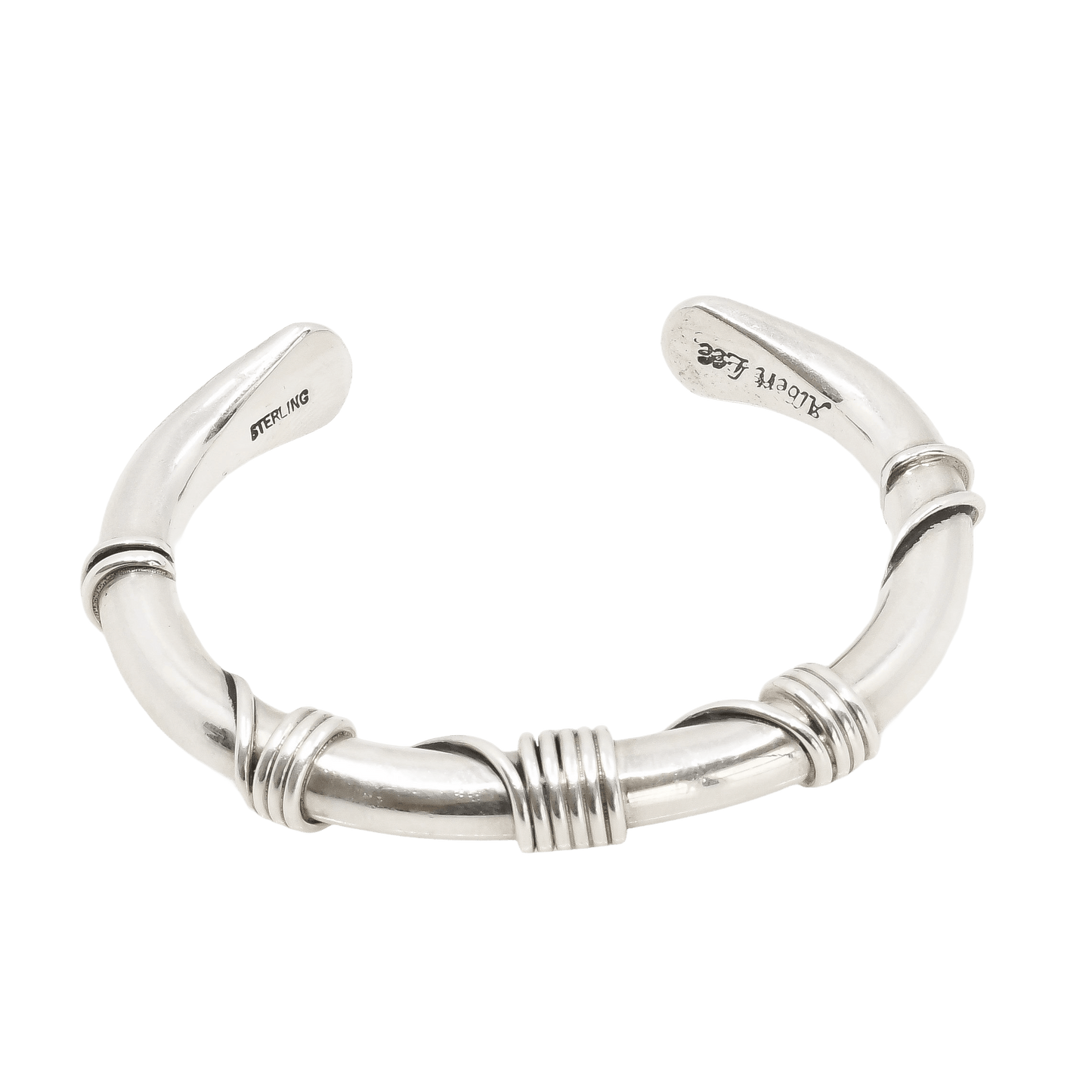 Albert Lee Navajo Silver Heavy Gauge Twisted Wire Guard Bracelet - Turquoise & Tufa