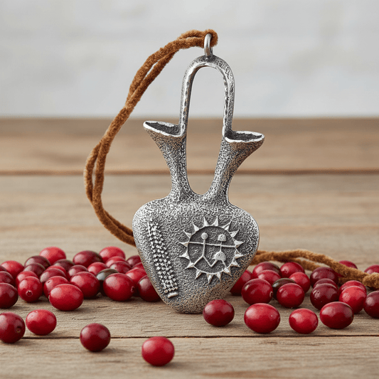 Anthony Lovato Pewter Olla Ornament - Turquoise & Tufa