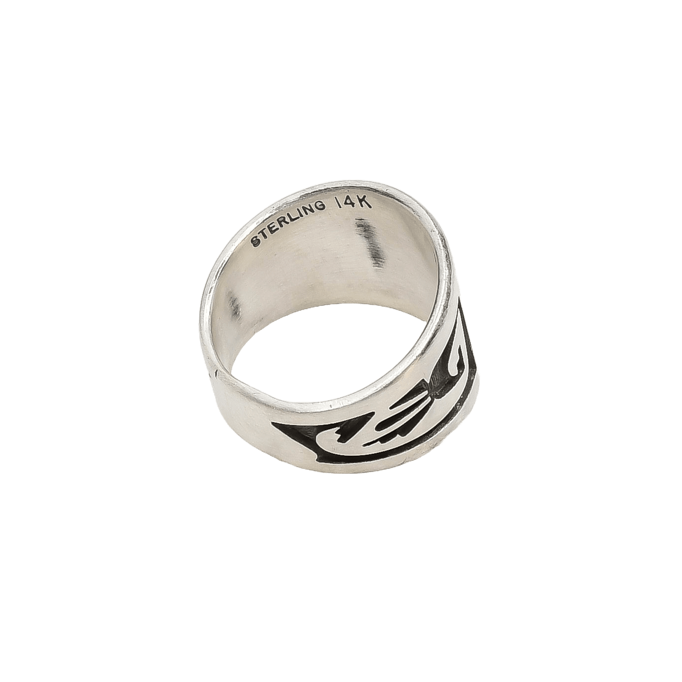 Contemporary Ring of Silver Overlay With 14k Gold Bear - Turquoise & Tufa