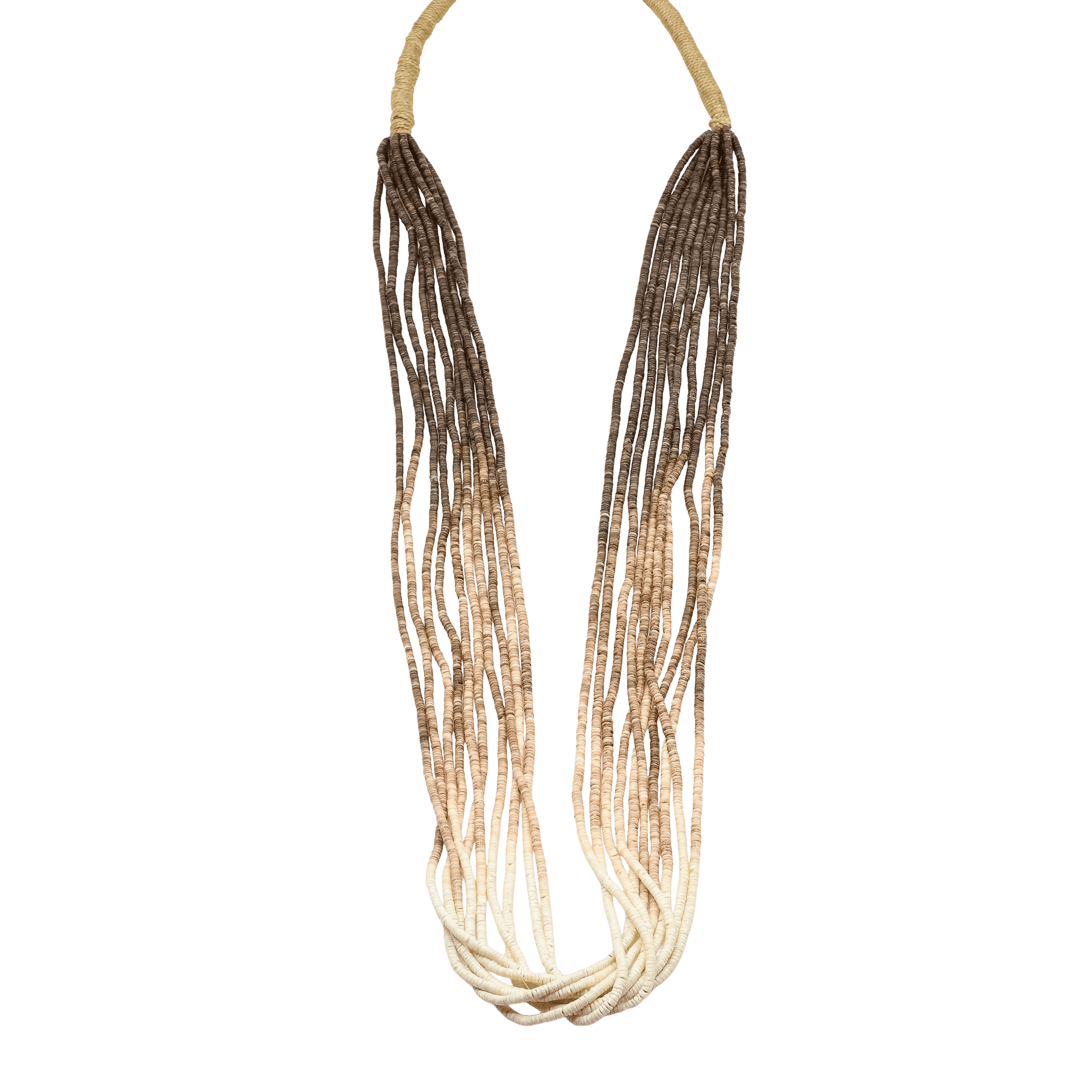 Deanna Tenorio Necklace 10 Strands Fine Ombre Shell Heishi Beads - Turquoise & Tufa