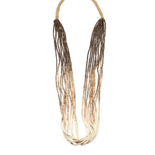 Deanna Tenorio Necklace 10 Strands Fine Ombre Shell Heishi Beads - Turquoise & Tufa