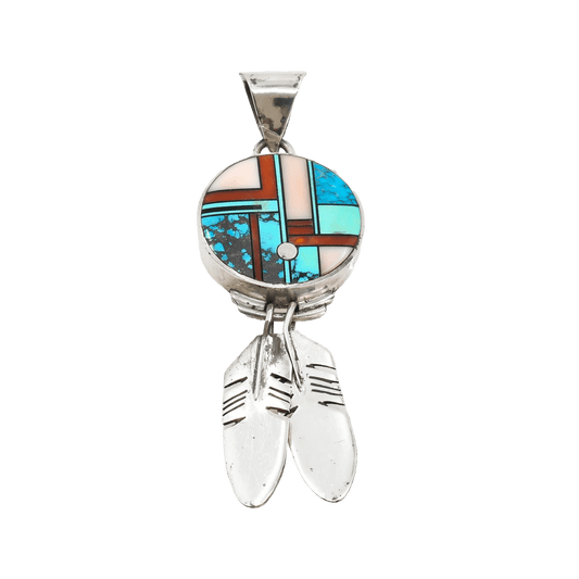 Duran Gaspar Inlay Figural Dangle Pendant - Turquoise & Tufa