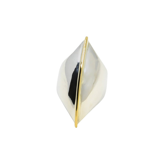 Edison Cummings Sculptural Ring Entitled "Toga" of Silver with 14k Gold - Turquoise & Tufa