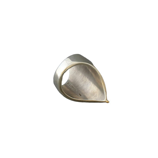 Edison Cummings Sculptural Ring Entitled "Toga" of Silver with 14k Gold - Turquoise & Tufa