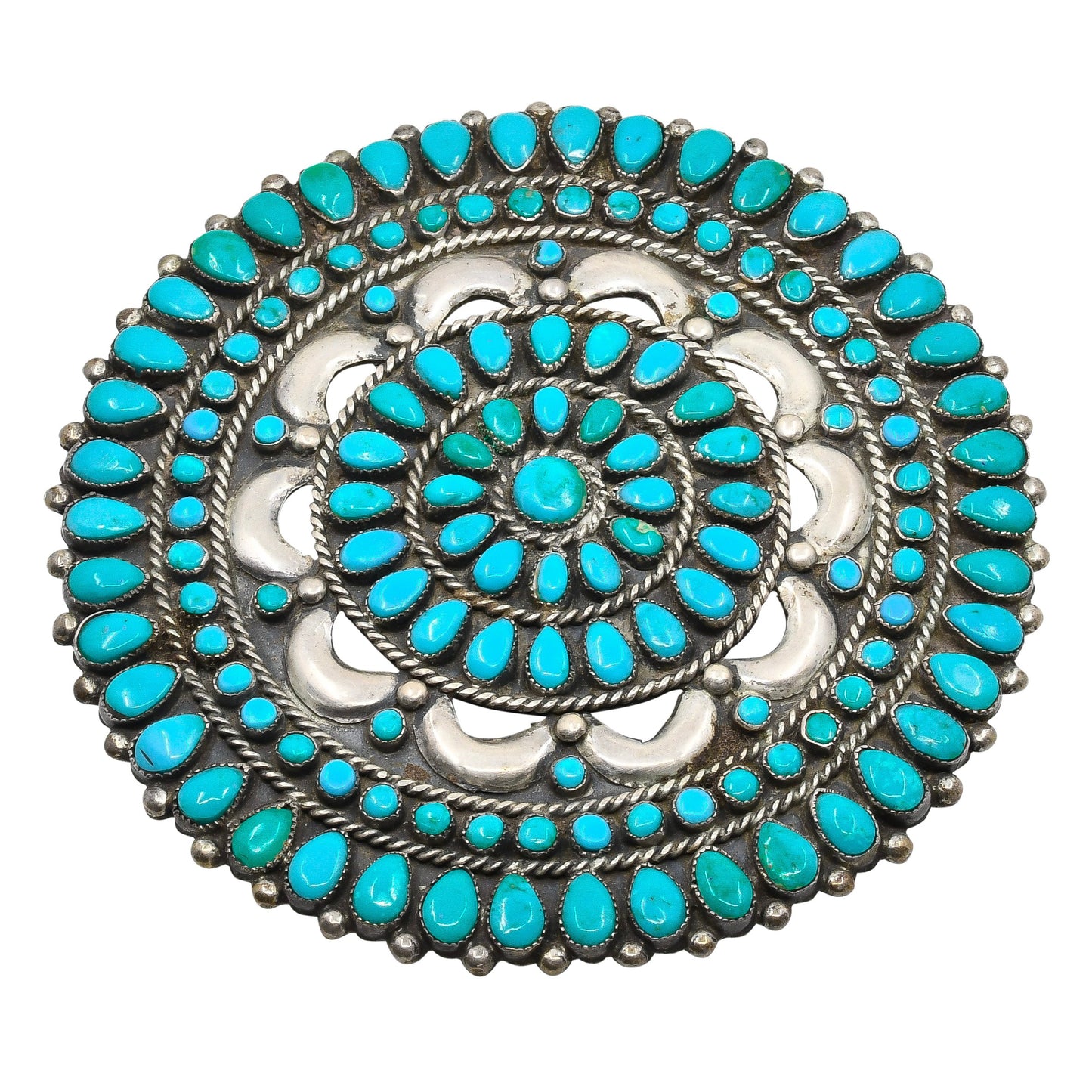 Extra Large Turquoise Cluster Pin by Shirley Bahe - Turquoise & Tufa