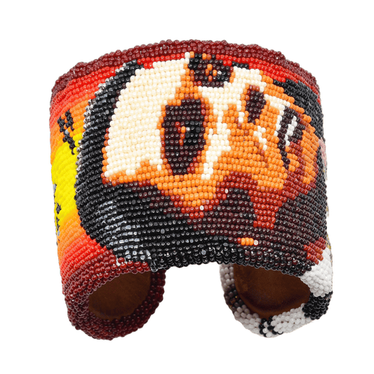 Extra Wide Marcus Amerman Beaded Portraiture Cuff Bracelet - Turquoise & Tufa