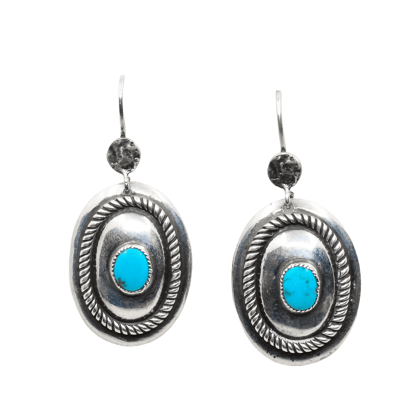 Frank Patania Sr. Earrings of Turquoise and Silver - Turquoise & Tufa