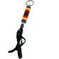 Handmade Navajo Beaded Key Chain With Black Leather Fringe - Turquoise & Tufa