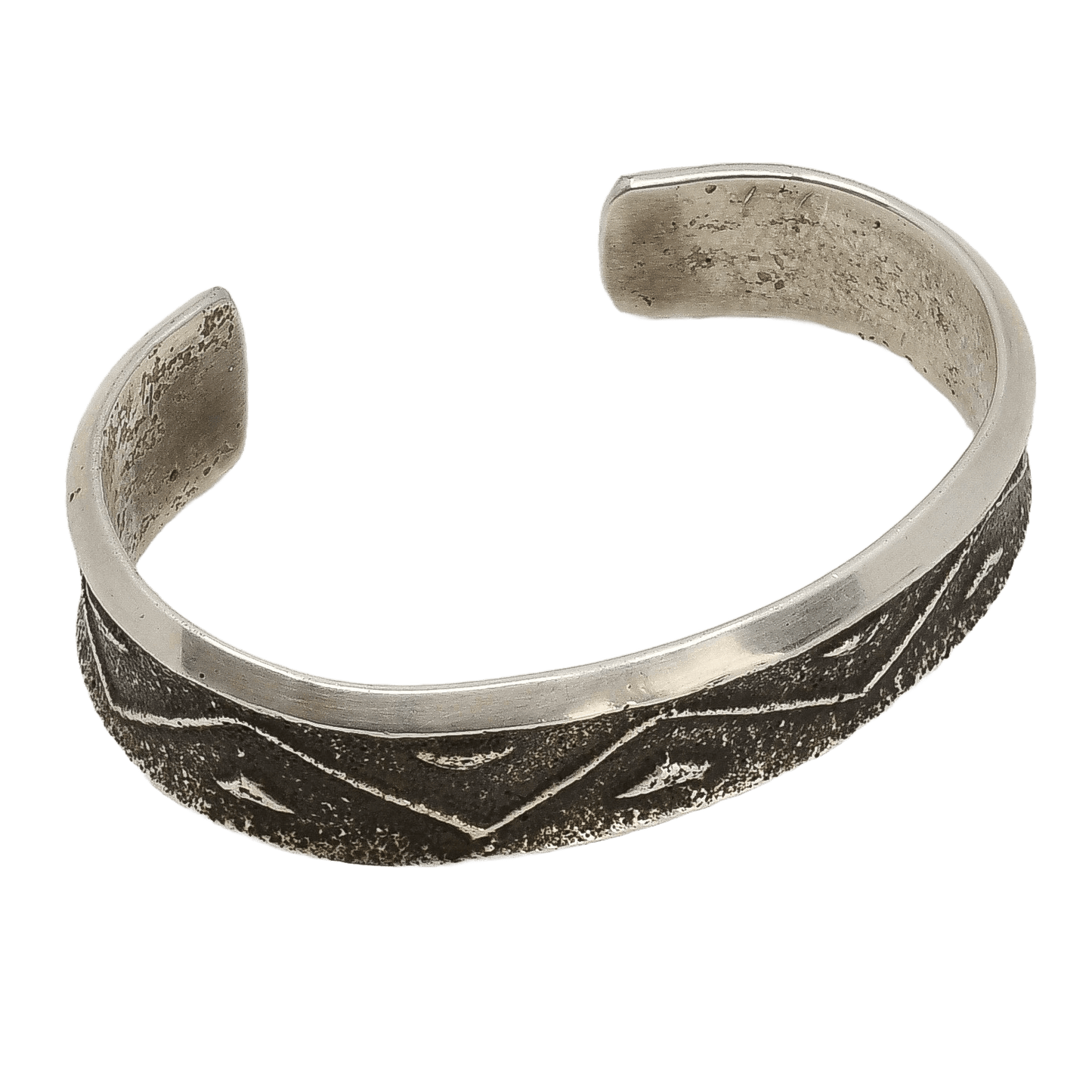 Ira Custer Bracelet of Tufa Cast Silver Lightning - Turquoise & Tufa