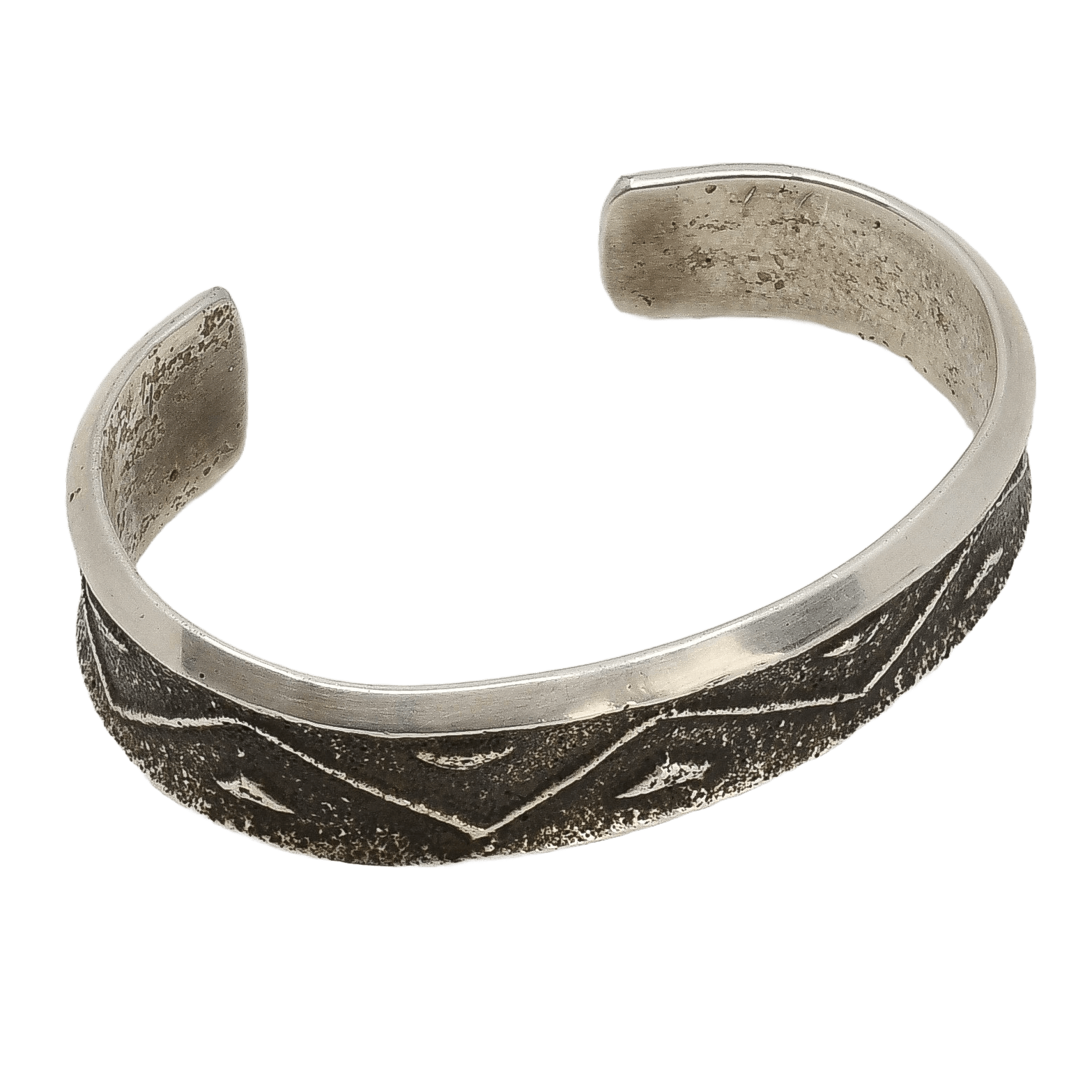 Ira Custer Bracelet of Tufa Cast Silver Lightning - Turquoise & Tufa