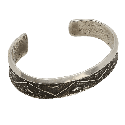 Ira Custer Bracelet of Tufa Cast Silver Lightning - Turquoise & Tufa