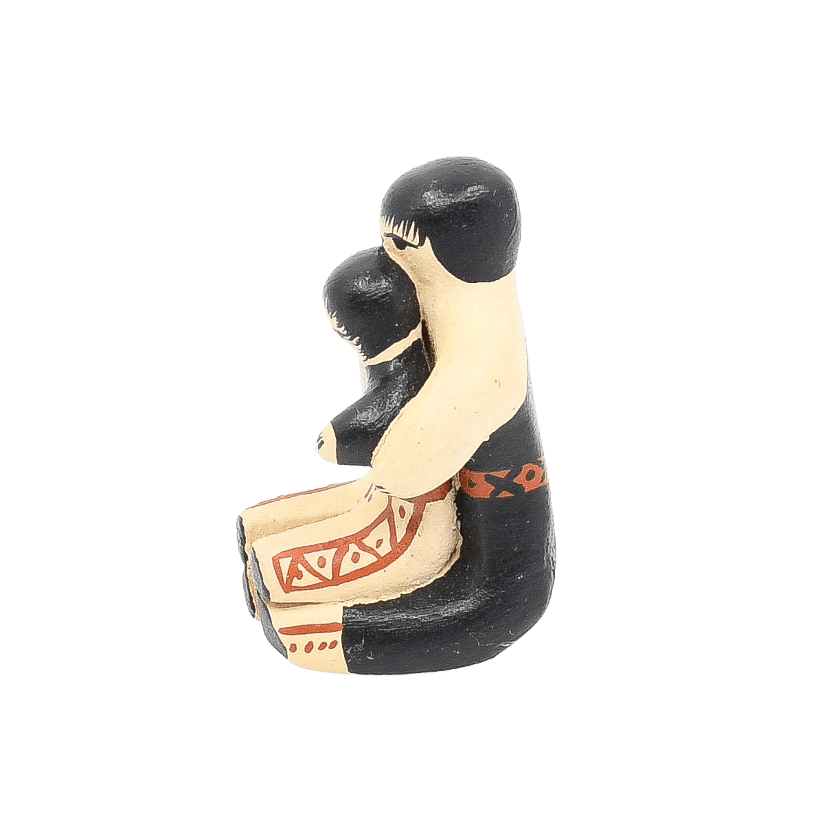 Jemez Pueblo Storyteller Miniature Boy With Basketball - Turquoise & Tufa