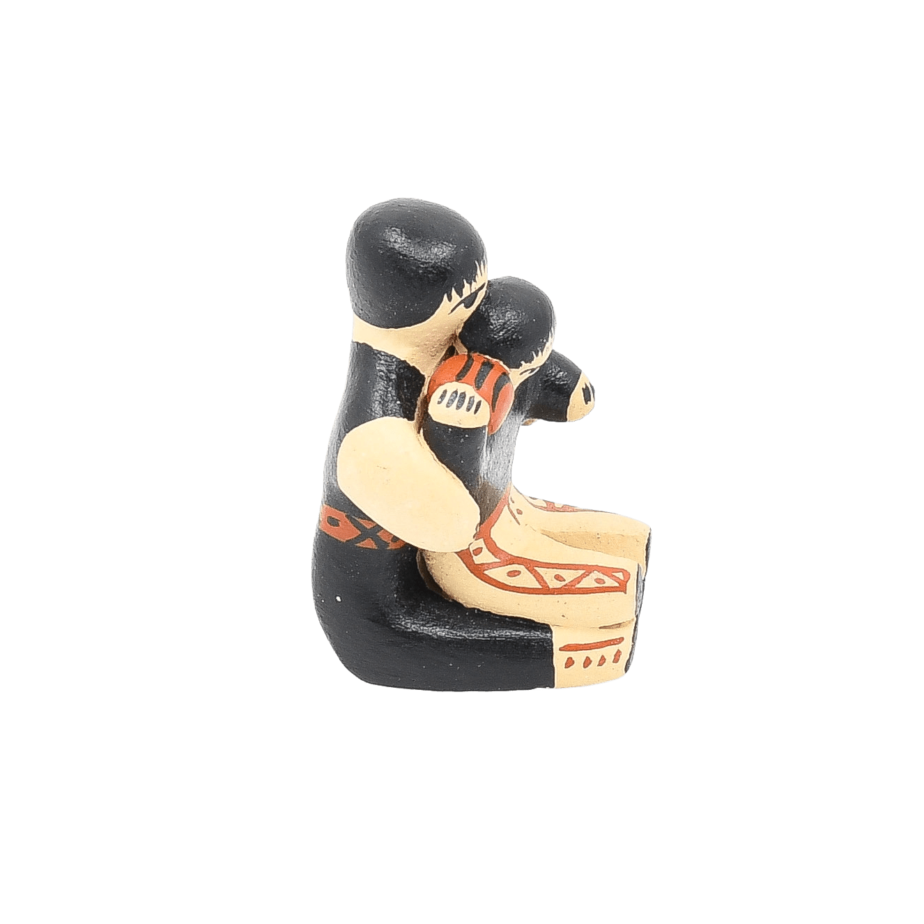 Jemez Pueblo Storyteller Miniature Boy With Basketball - Turquoise & Tufa