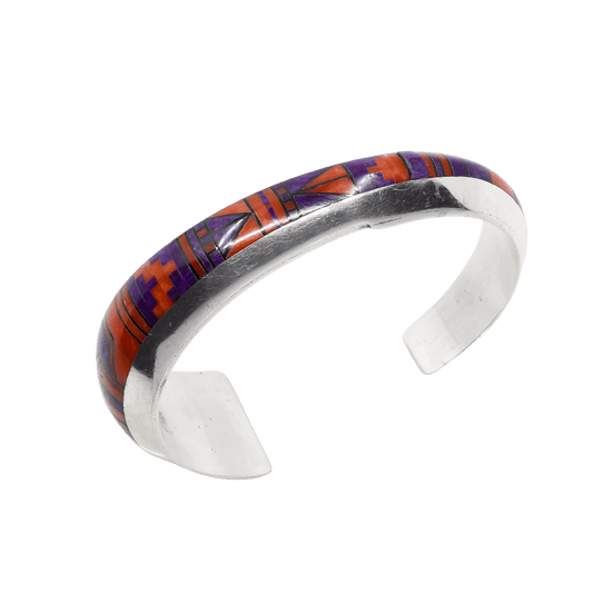 Jimmy Harrison Inlay Bracelet of Red Coral and Purple Sugilite - Turquoise & Tufa