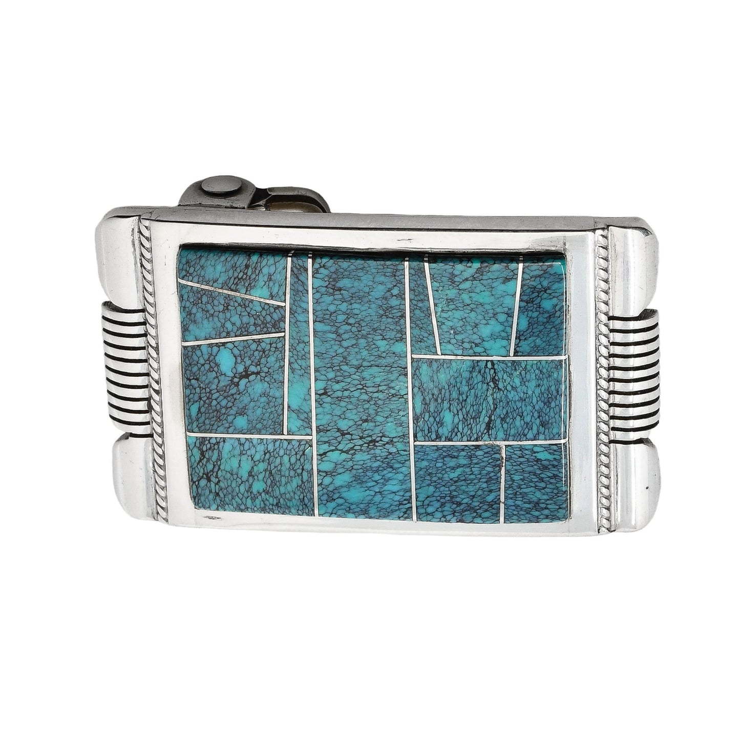 John Charley Inlay Turquoise Buckle - Turquoise & Tufa