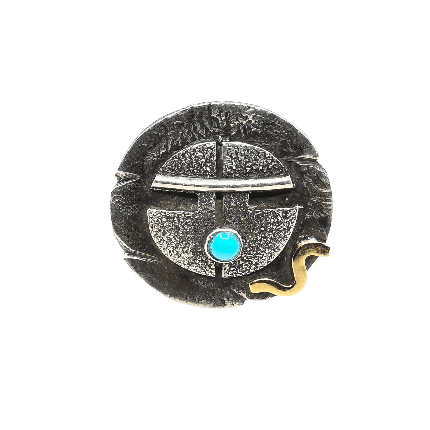 Jolene Eustace Ring of Katsina With Turquoise and 14K Gold - Turquoise & Tufa