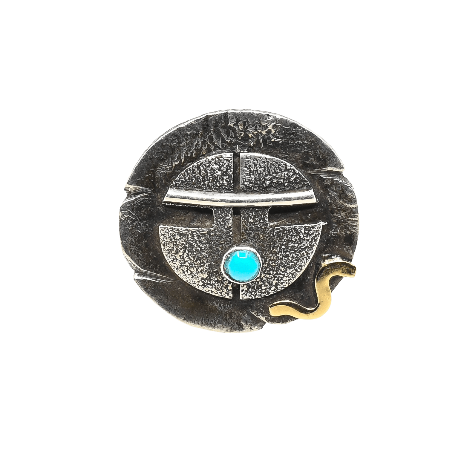 Jolene Eustace Ring of Katsina With Turquoise and 14K Gold - Turquoise & Tufa