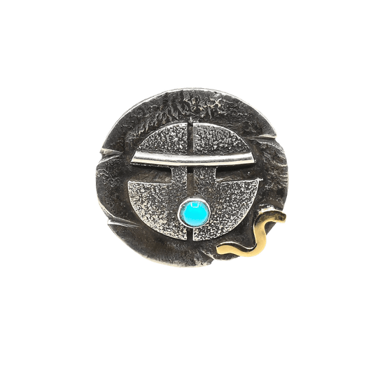 Jolene Eustace Ring of Katsina With Turquoise and 14K Gold - Turquoise & Tufa