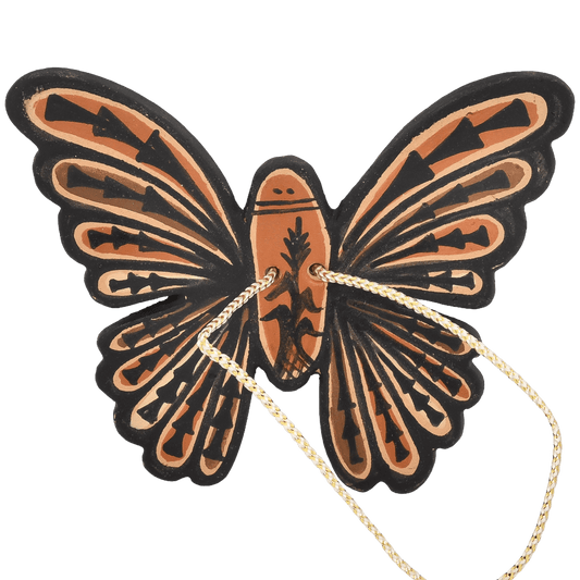 Large Handmade Butterfly Pottery Ornament From Jemez Pueblo - Turquoise & Tufa