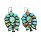 Large Vintage Navajo Turquoise Cluster Earrings - Turquoise & Tufa