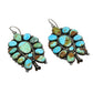Large Vintage Navajo Turquoise Cluster Earrings - Turquoise & Tufa