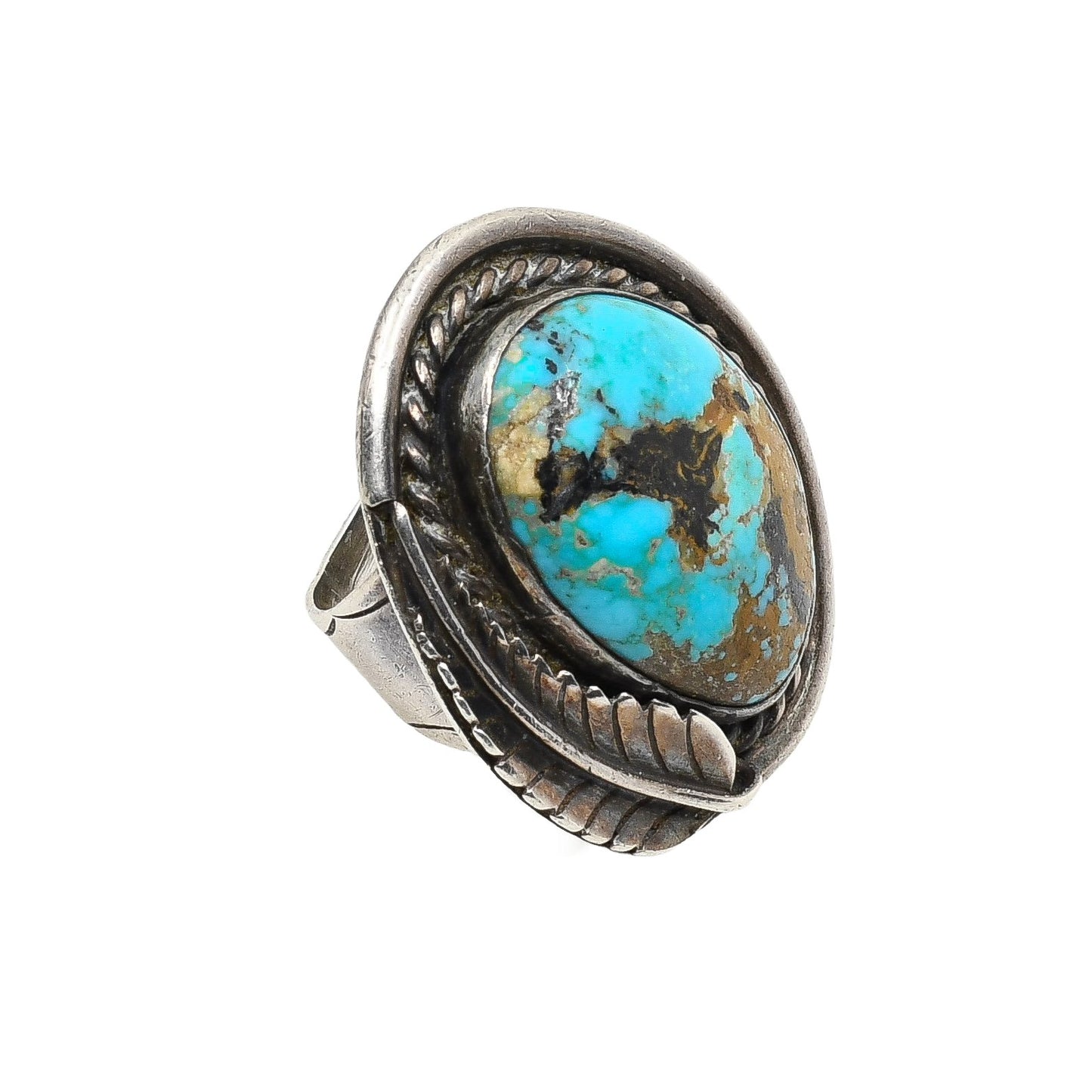 Large Vintage Navajo Turquoise Ring Likely Blue Diamond Stone