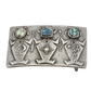 Lee Begay Silver Tufa Cast Buckle With Three Figures and Turquoise - Turquoise & Tufa