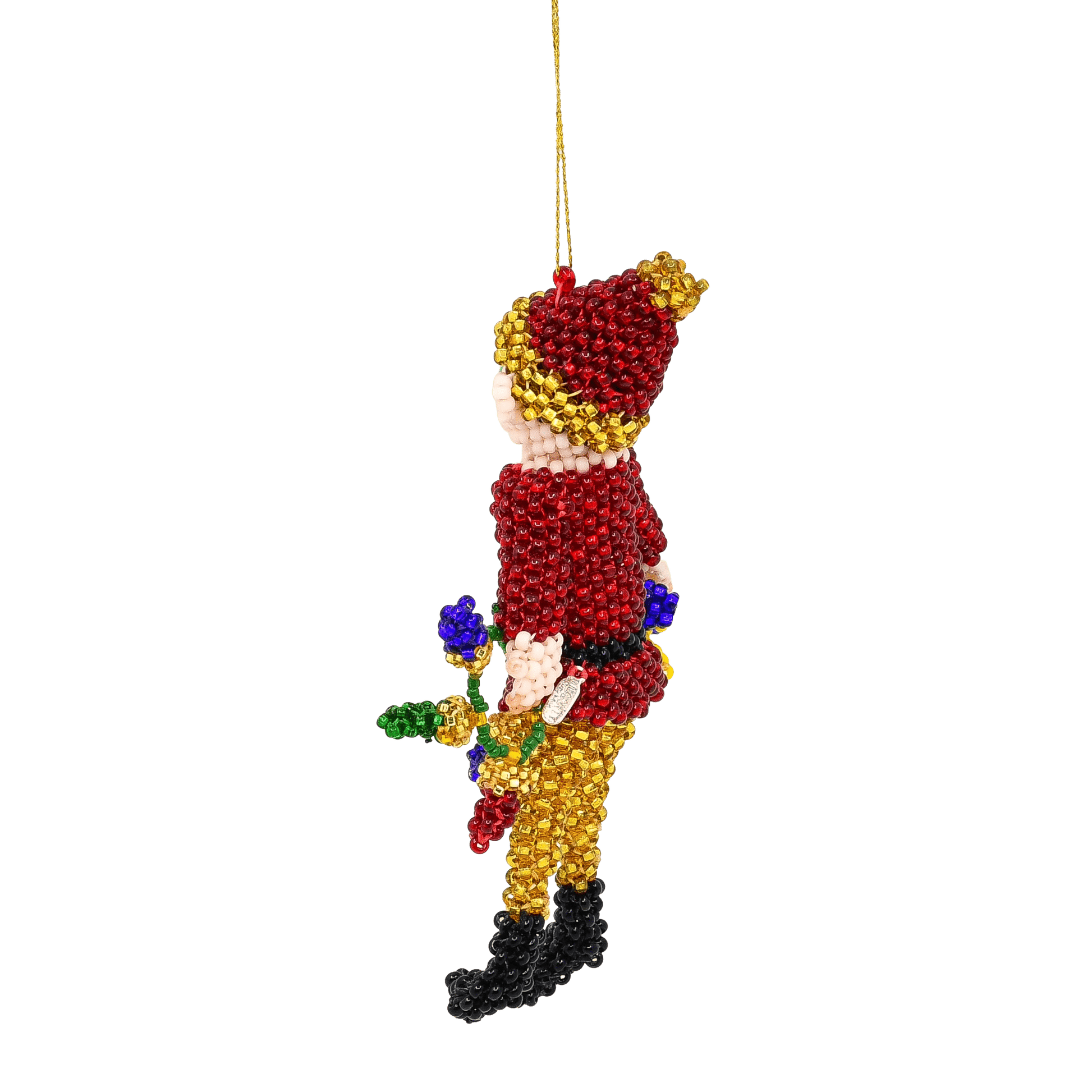 Lorena Laahty Zuni Handbeaded Elf Christmas Ornament - Turquoise & Tufa