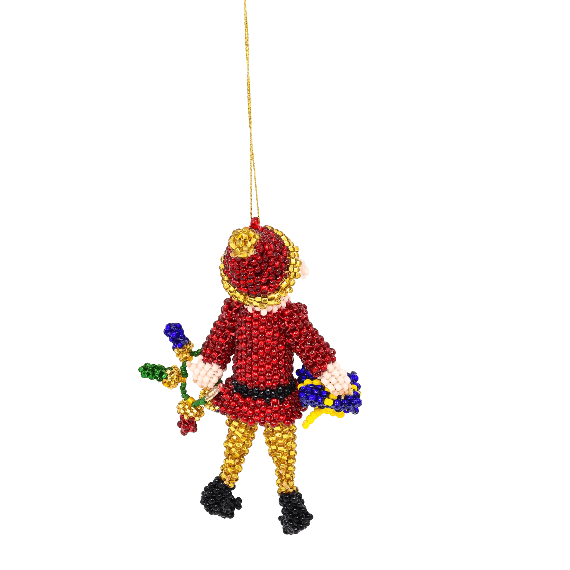 Lorena Laahty Zuni Handbeaded Elf Christmas Ornament - Turquoise & Tufa