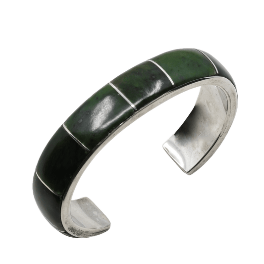 Manuel Weahkee Bracelet of Sterling Silver and Jade - Turquoise & Tufa
