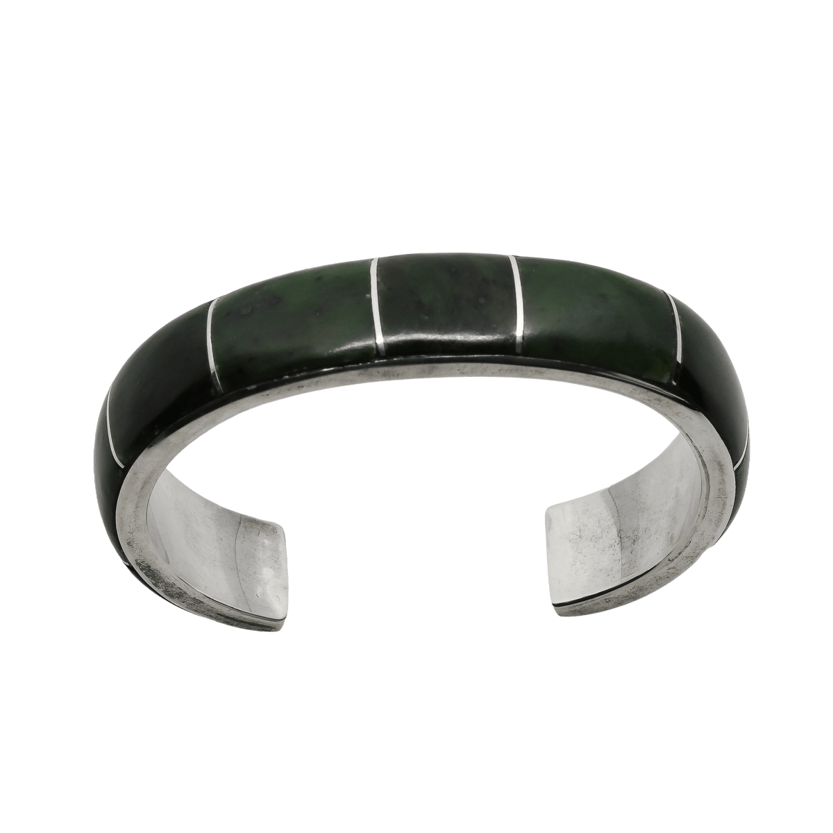 Manuel Weahkee Bracelet of Sterling Silver and Jade - Turquoise & Tufa