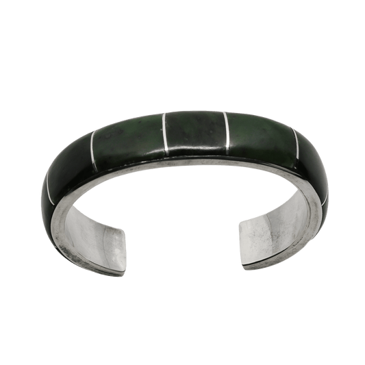 Manuel Weahkee Bracelet of Sterling Silver and Jade - Turquoise & Tufa