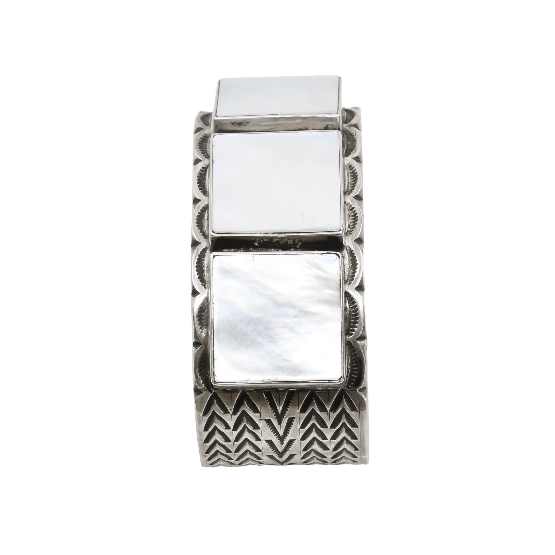 Mike Bird Romero Bracelet of Sterling Silver and Mother of Pearl - Turquoise & Tufa
