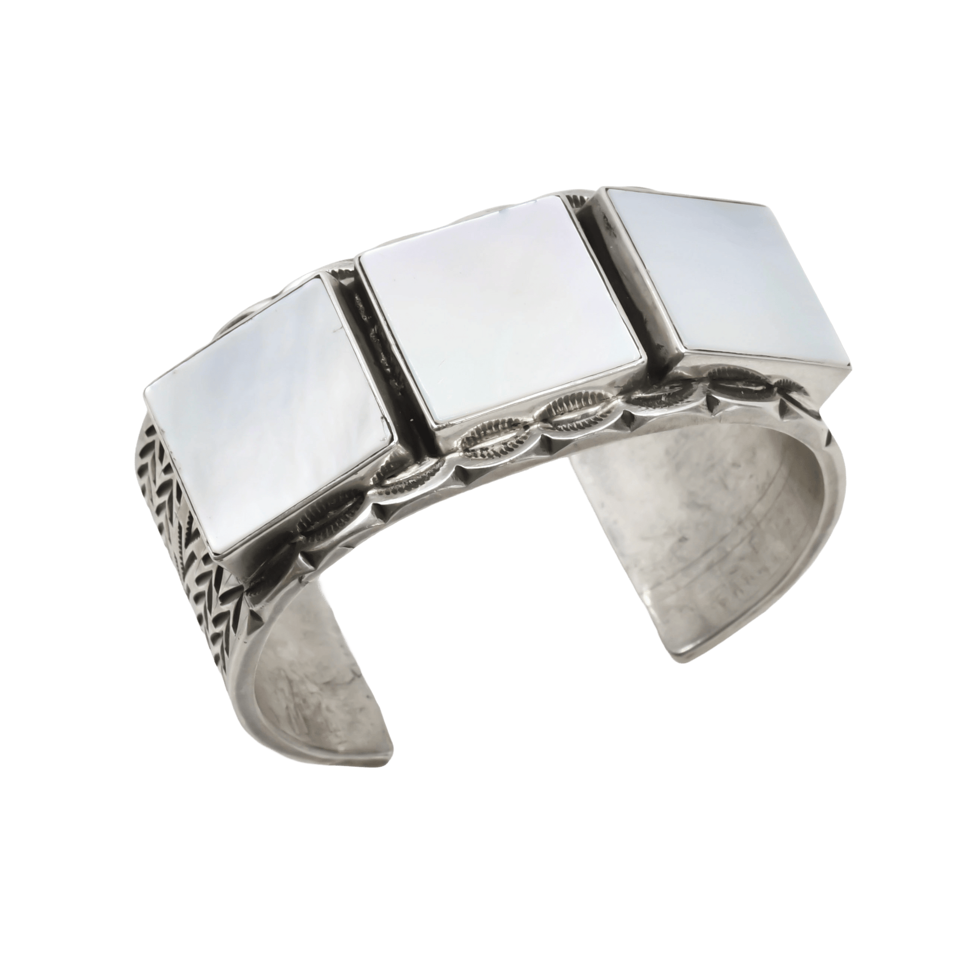 Mike Bird Romero Bracelet of Sterling Silver and Mother of Pearl - Turquoise & Tufa