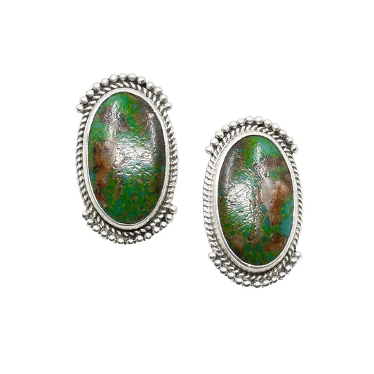 Natural Royston Turquoise Earrings By Quaid Shorty - Turquoise & Tufa