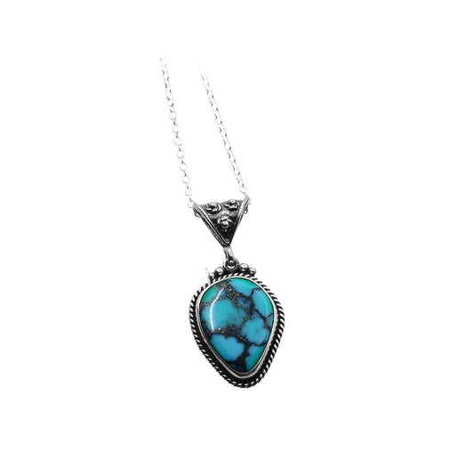 Natural Turquoise Pendant by Perry Shorty - Turquoise & Tufa