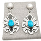 Navajo Alton Bedonie Dangle Earrings of Turquoise and Silver - Turquoise & Tufa