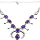 Navajo Clem Nalwood Amethyst Squash Blossom Necklace - Turquoise & Tufa