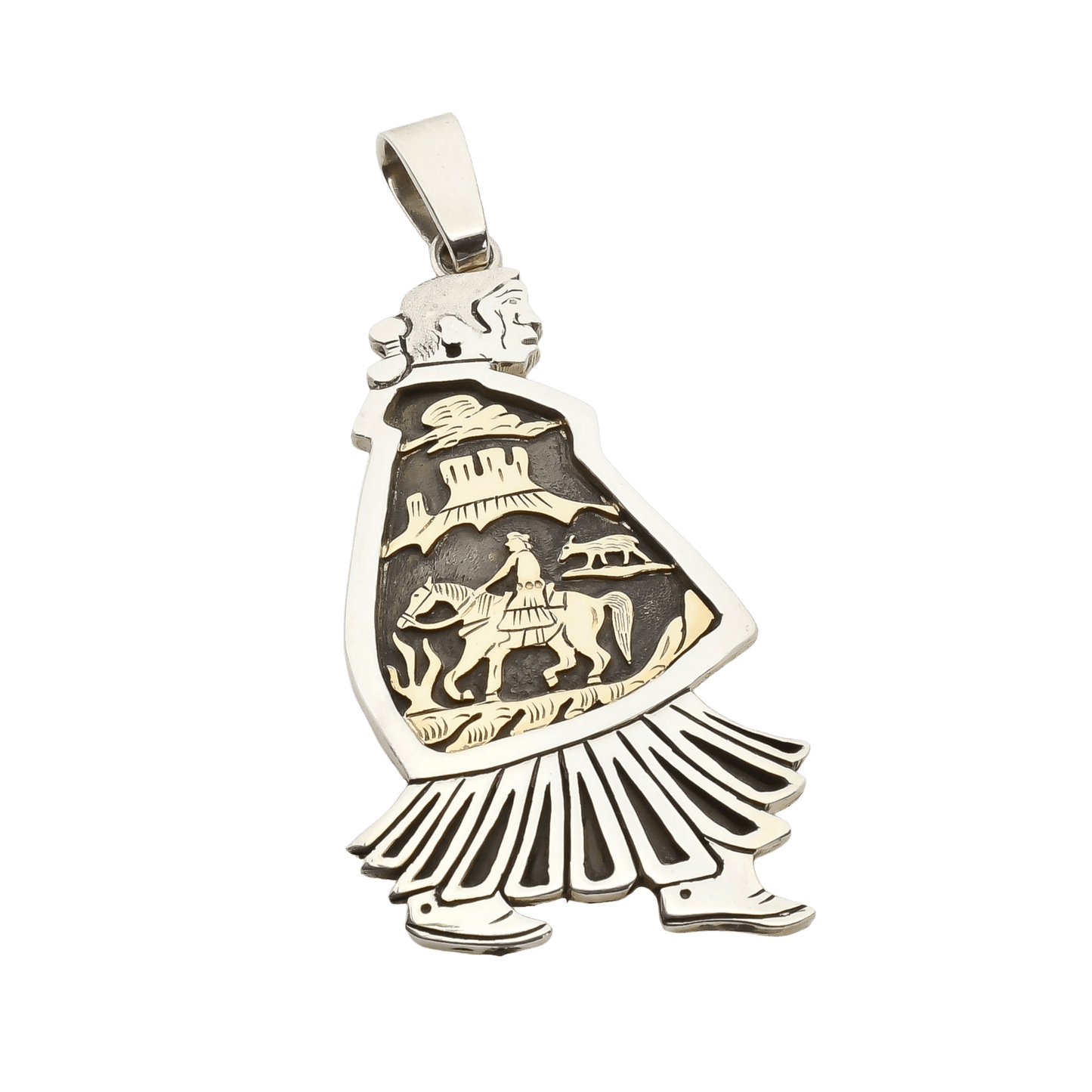 Navajo Overlay Grandmother Pendant by Sam Gray - Turquoise & Tufa