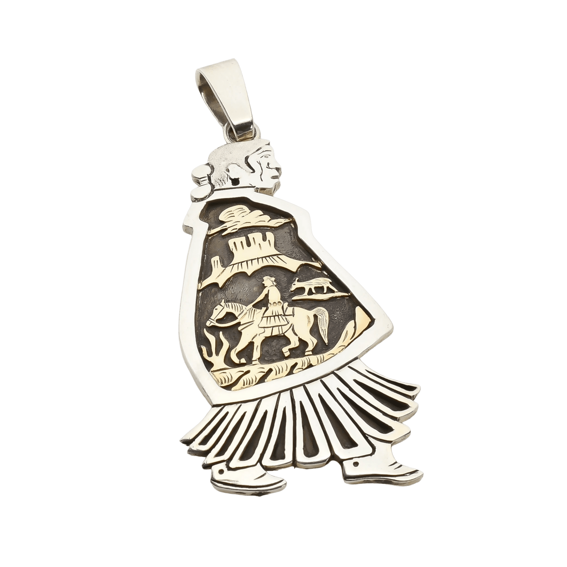 Navajo Overlay Grandmother Pendant by Sam Gray - Turquoise & Tufa