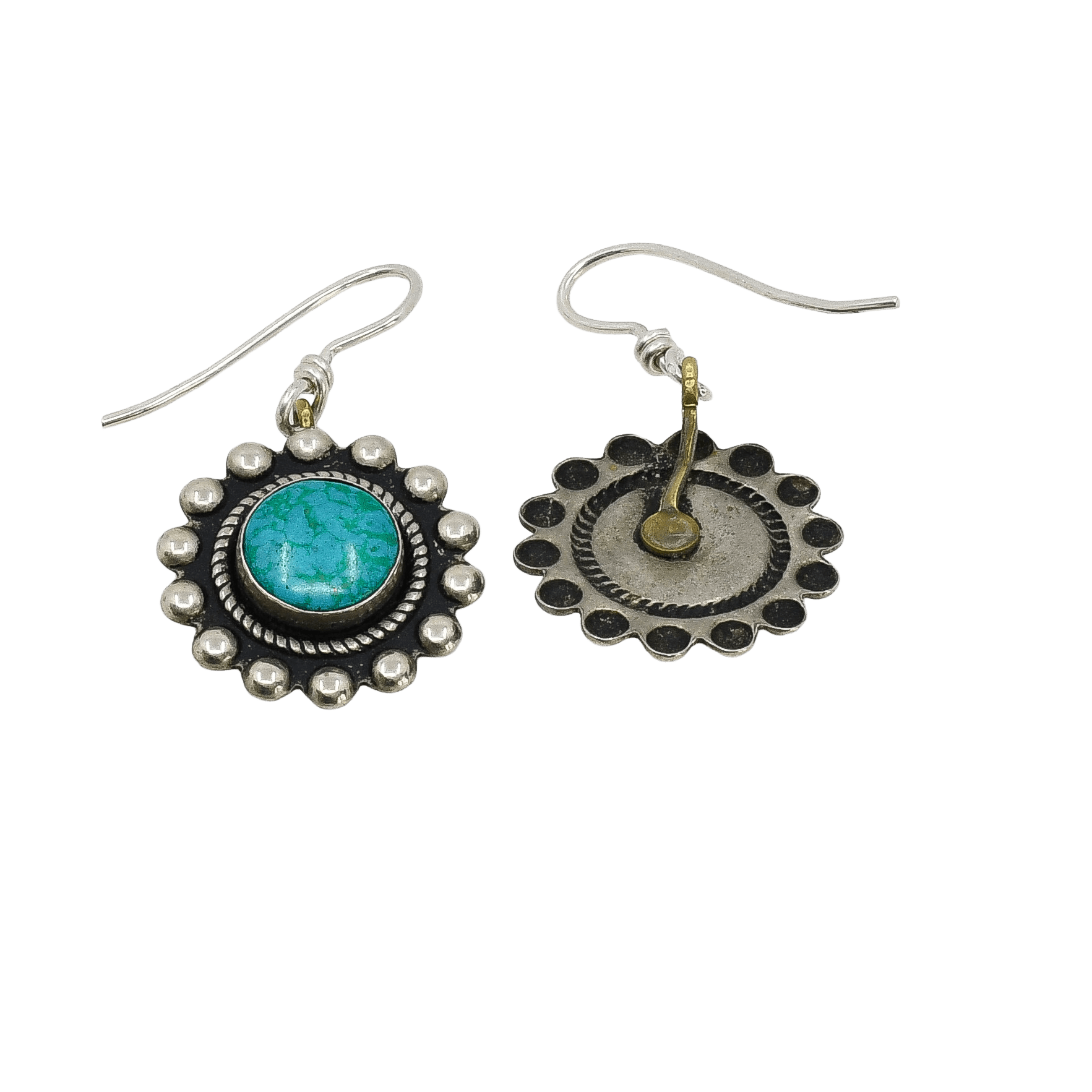 Old Fred Harvey Era Curio Shop Earrings - Turquoise & Tufa