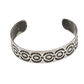 Old Navajo Silver Bracelet With Repeating Crescent and Eye Stamp Work - Turquoise & Tufa
